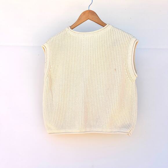 Callahan Knitwear Tori Top Sleeveless Sweater Vest Jumper Cream Small Cotton - Picture 4 of 8